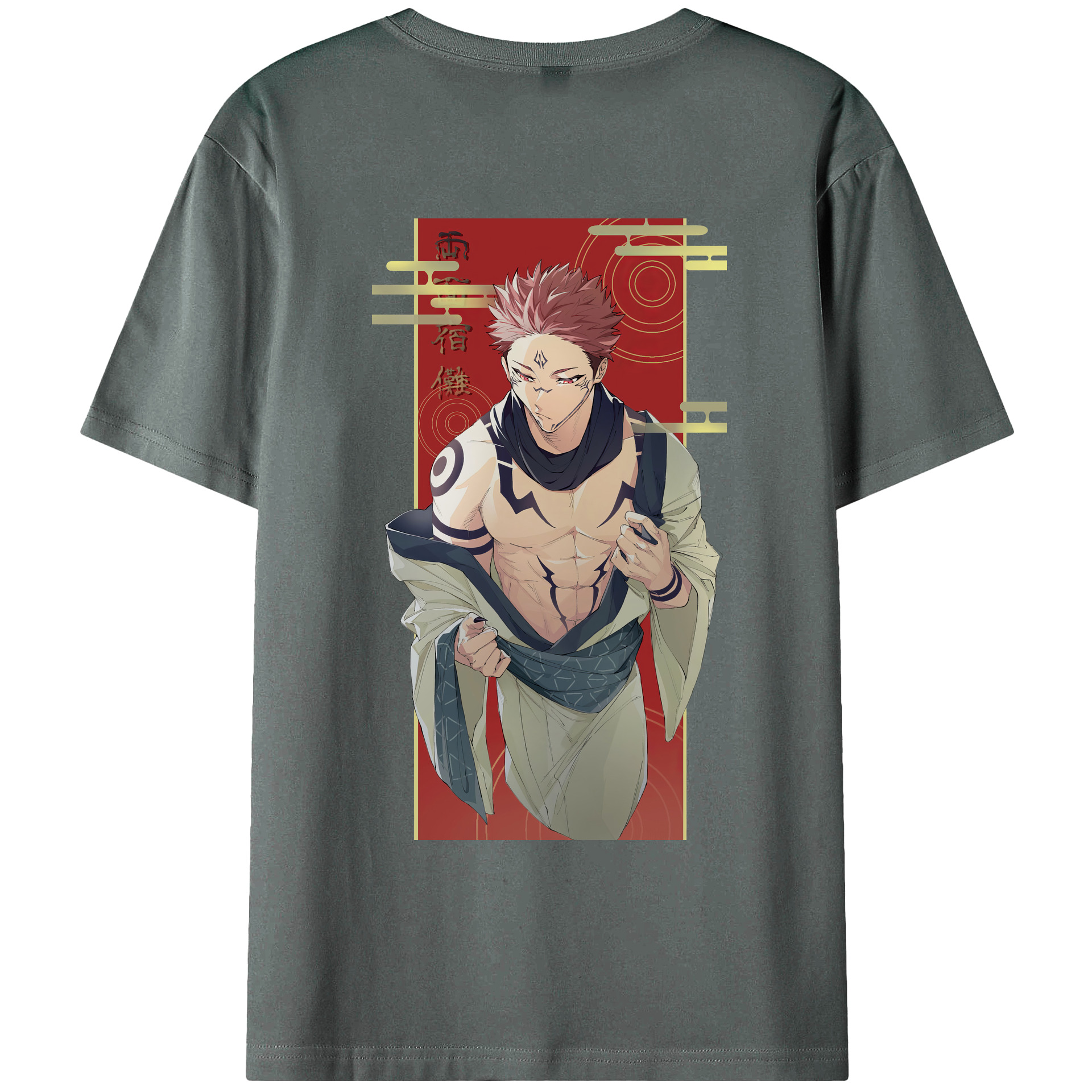 （画像用） 呪術廻戦 Jujutsu Kaisen 綿100％ メンズ半袖Tシャツ（バックプリント） 通気性